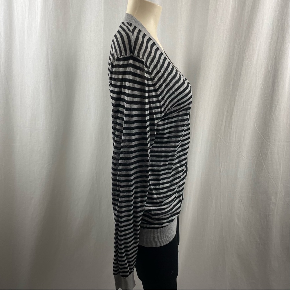 Theory Black and Grey Striped Goldsmith S Refinery Cardigan M - Picture 7 of 14
